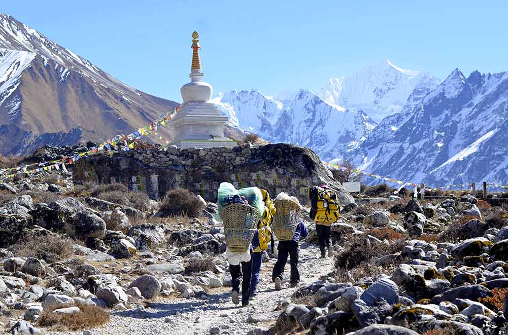 Guide and Porter Visiting Langtang Valley