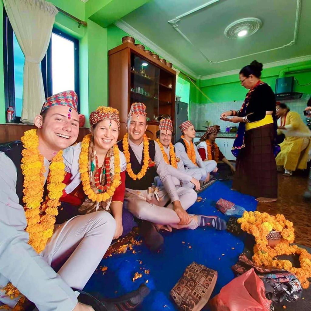 Bhai tika celebration by foreigners in Nepal