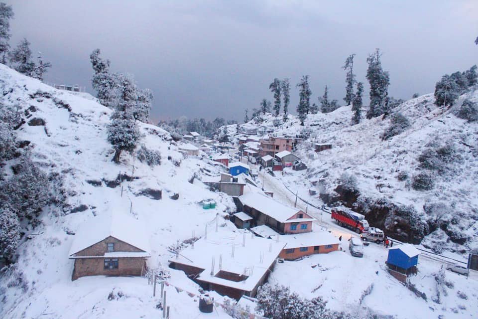 Daman Village during Snowfall
