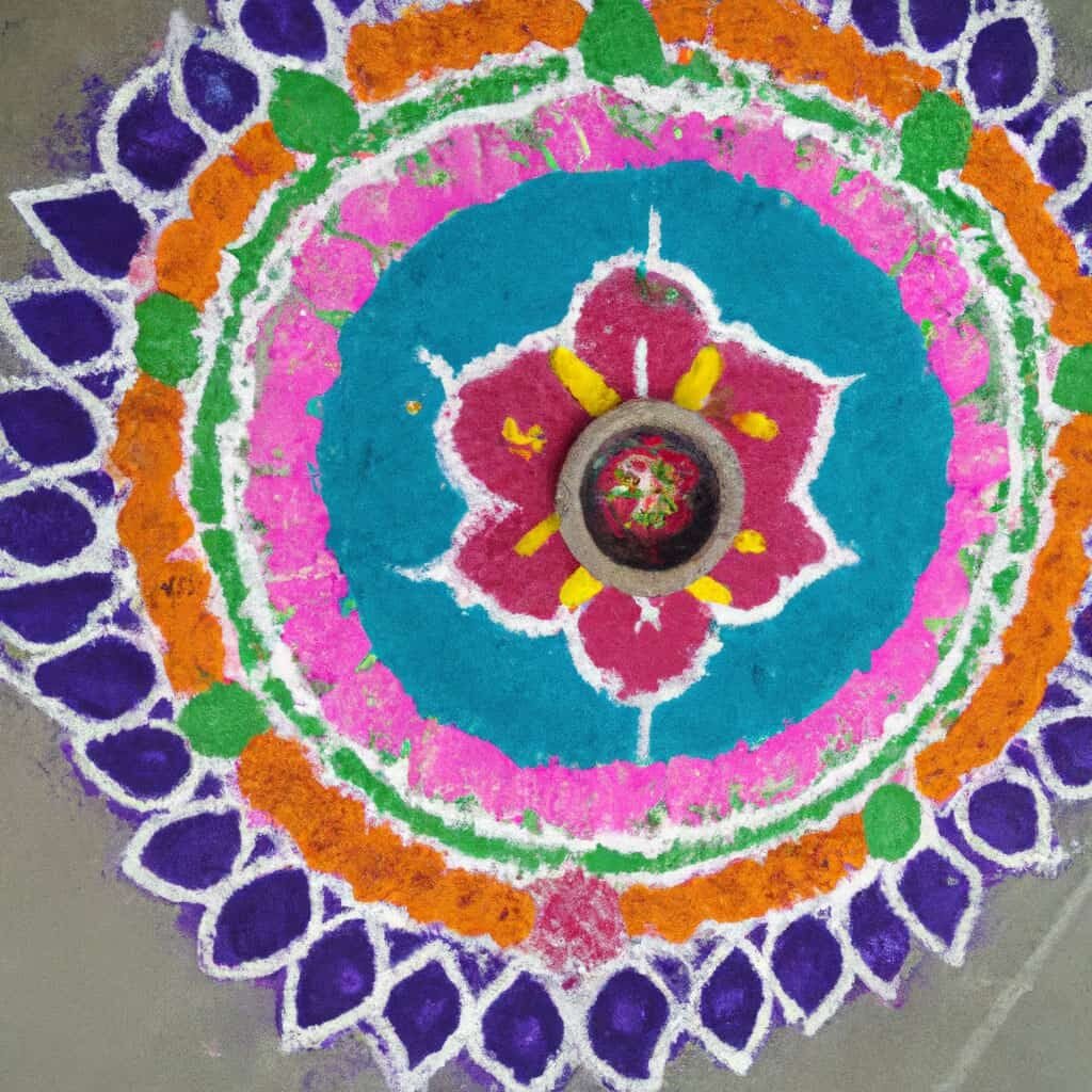 Easy 3 Layer rangoli design for diwali