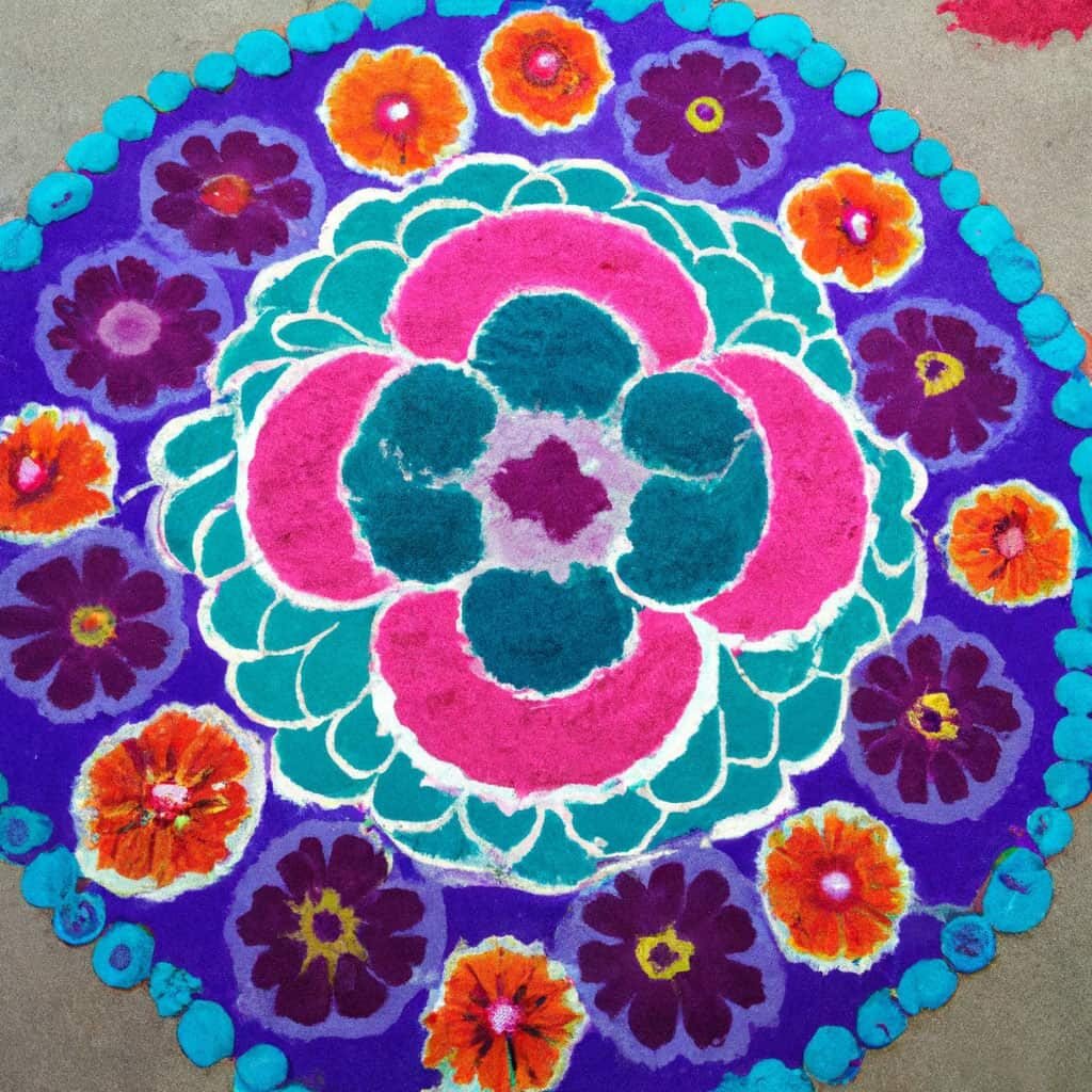 Easy Flower Rangoli Tihar Design