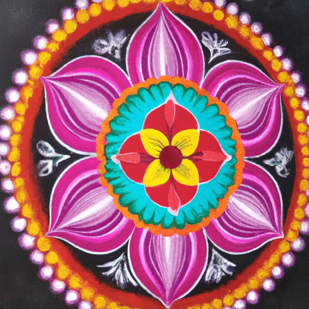 Flower Rangoli Design idea for Tihar