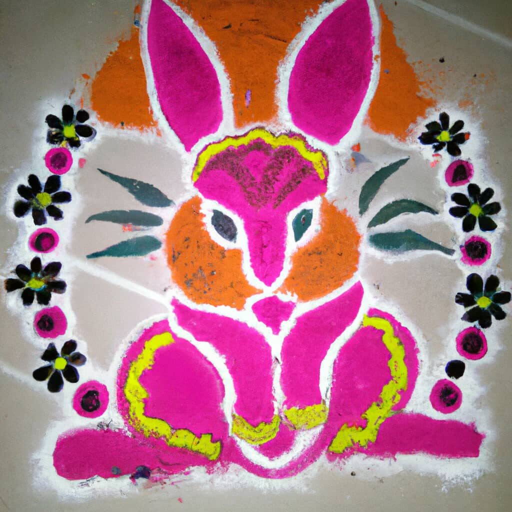 Rabbit Tihar Rangoli in Nepal