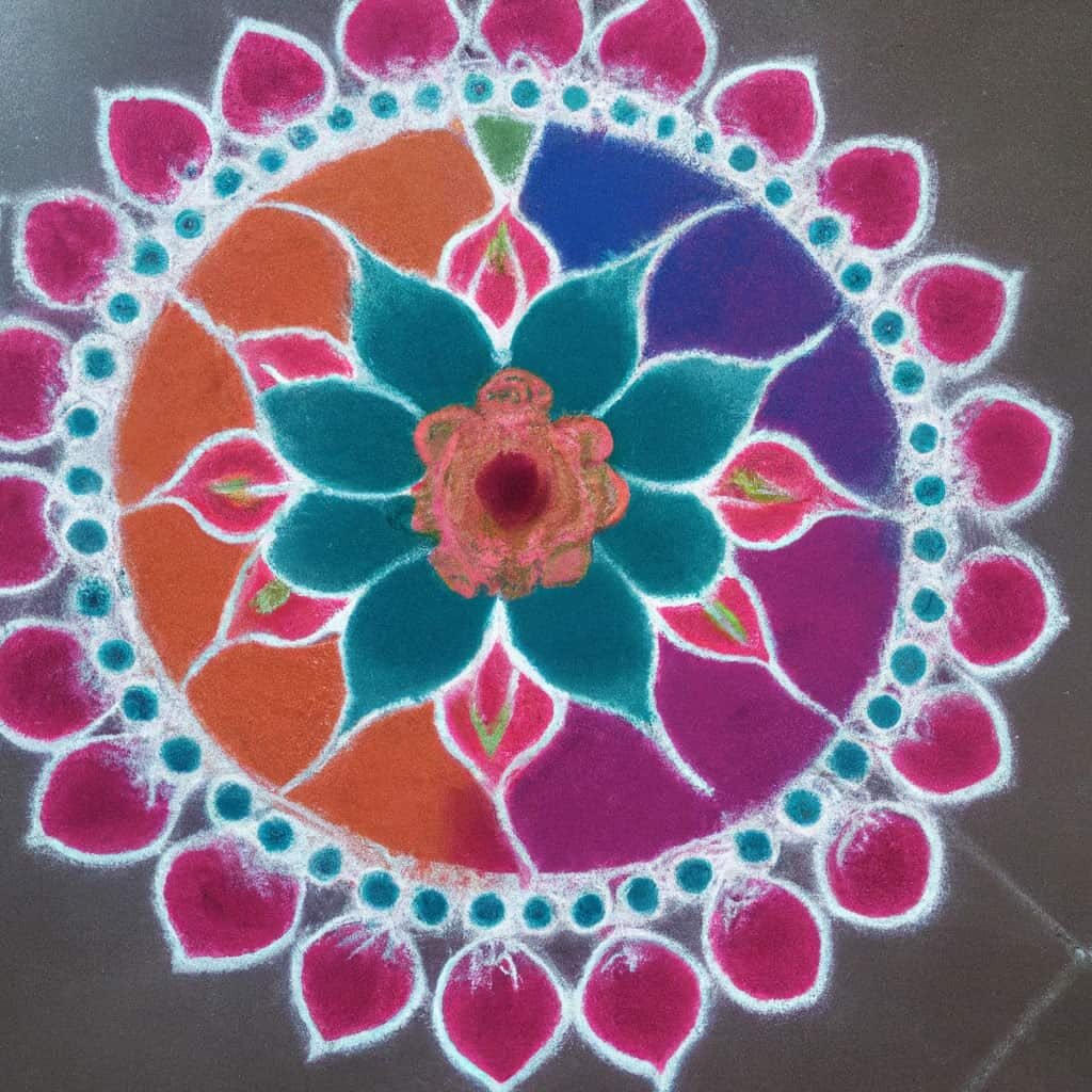 Simple Flower Rangoli Design Ideas in Tihar Deepawali